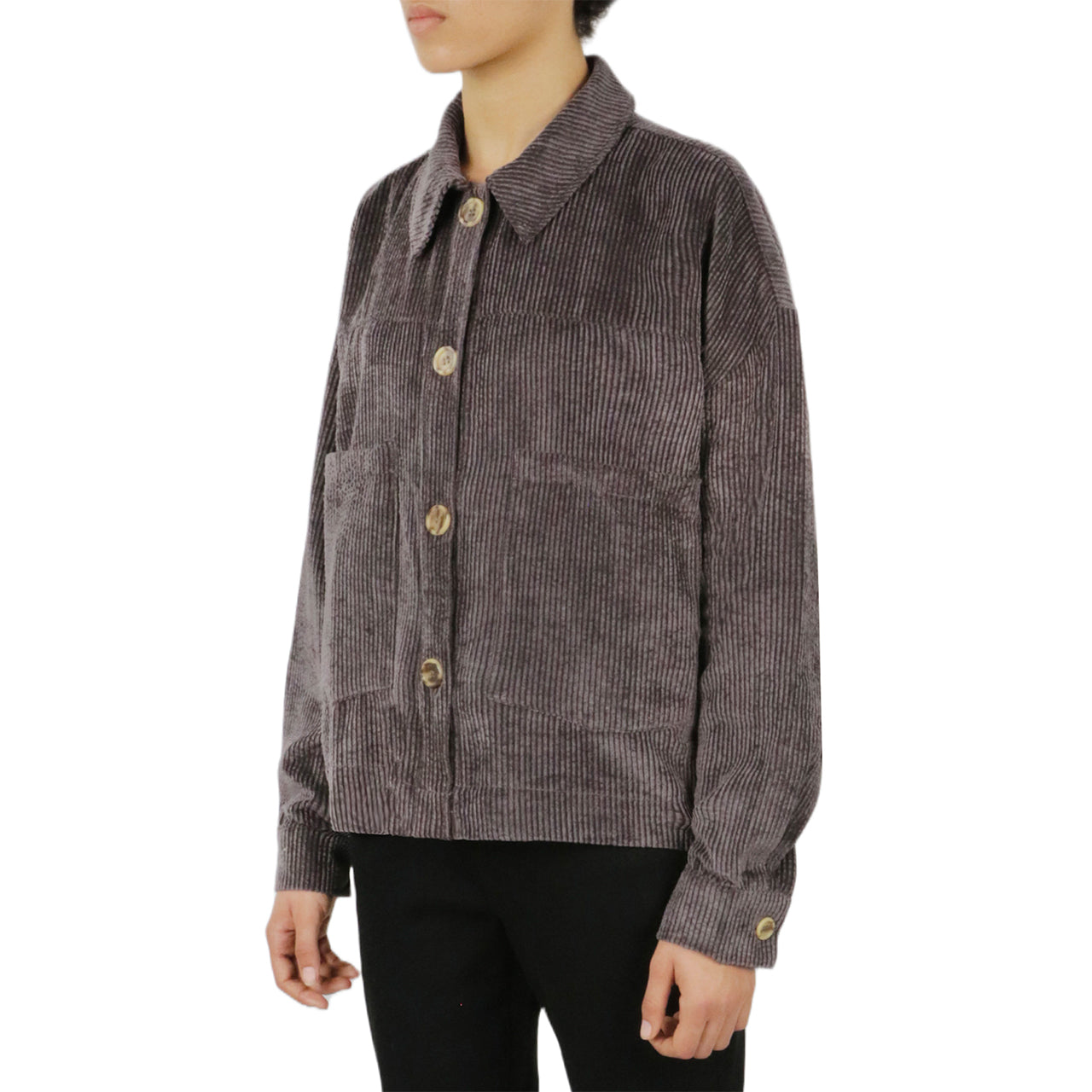  Cream & Rouge Velvet Corduroy Shacket - Beige - Bonton