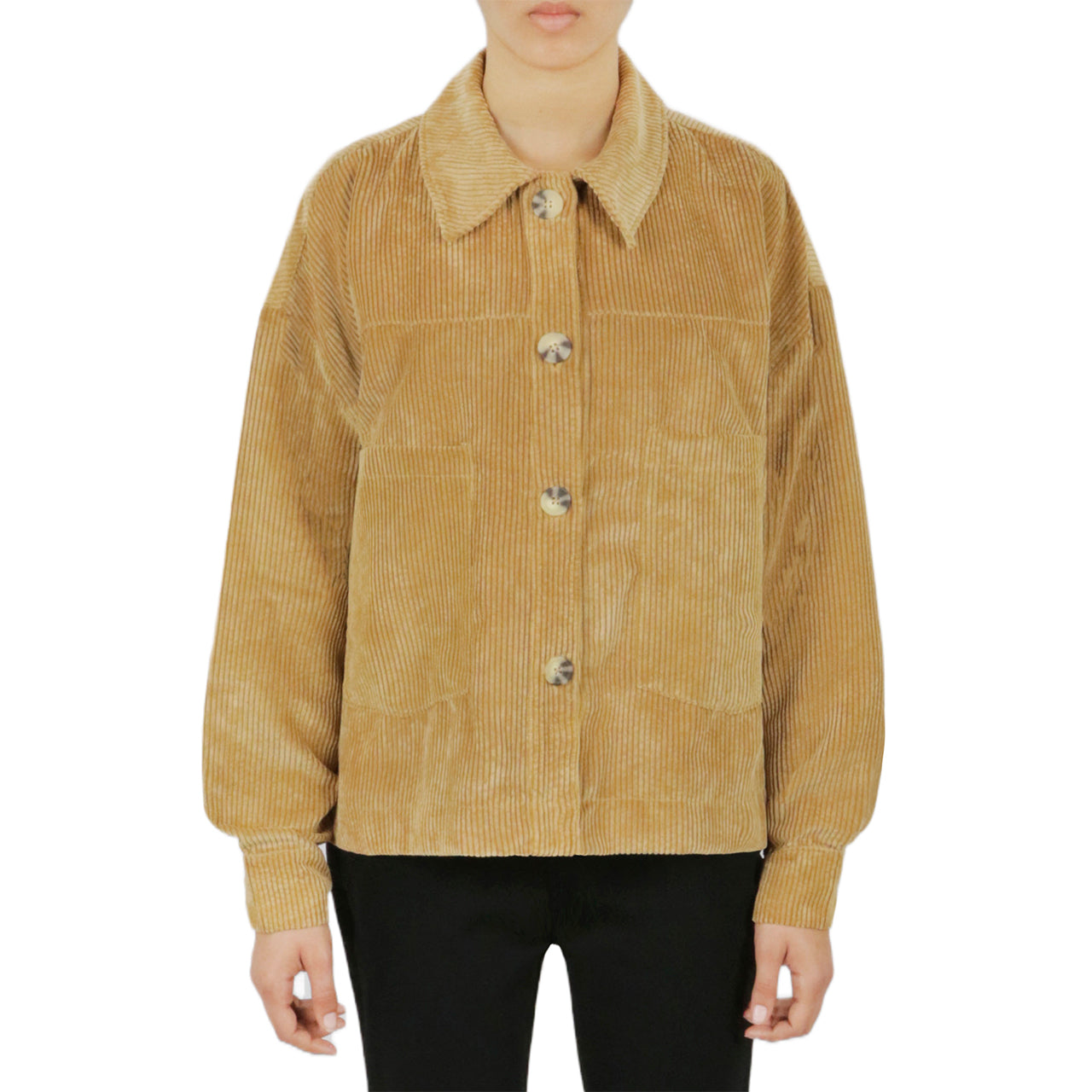 Cream & Rouge Velvet Corduroy Shacket - Beige - Bonton