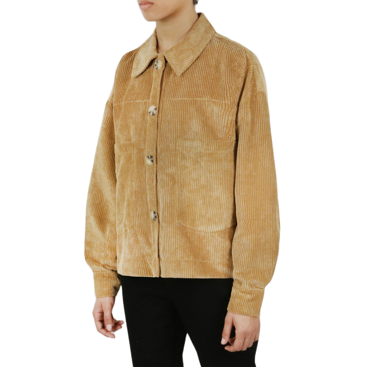  Cream & Rouge Velvet Corduroy Shacket - Beige - Bonton