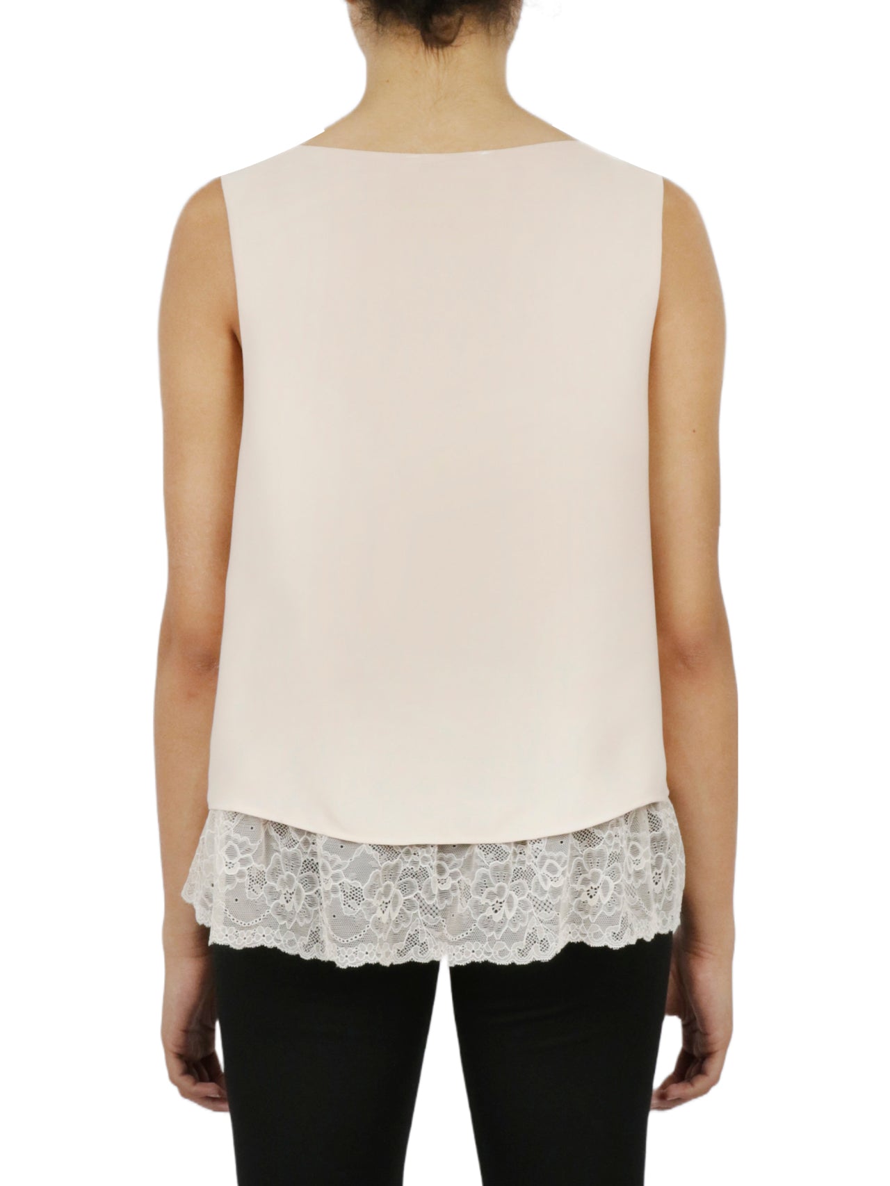  Cream & Rouge Lace Hem Tank - White - Bonton