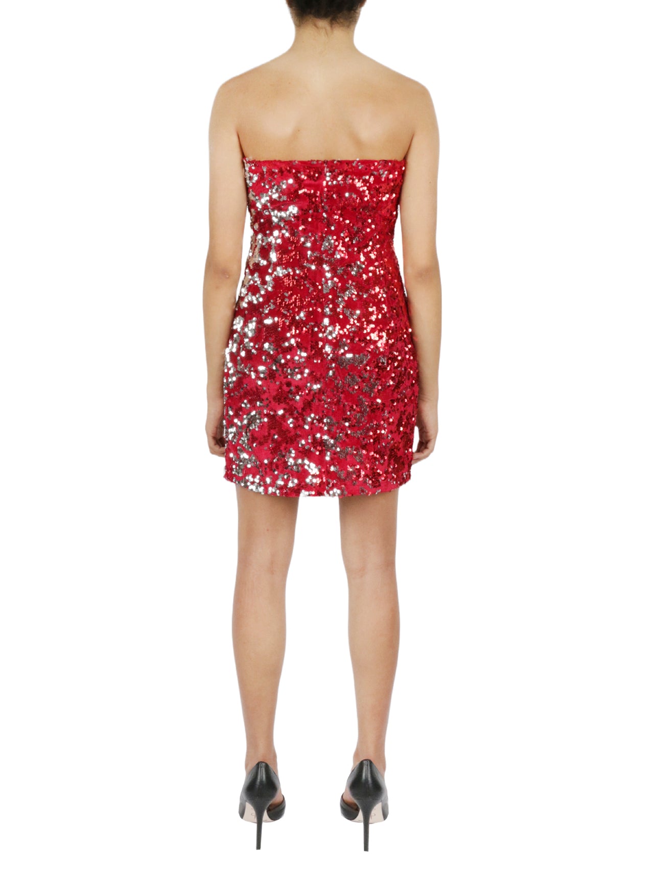  Cream & Rouge Sweetheart Sequin Dress - Red - Bonton