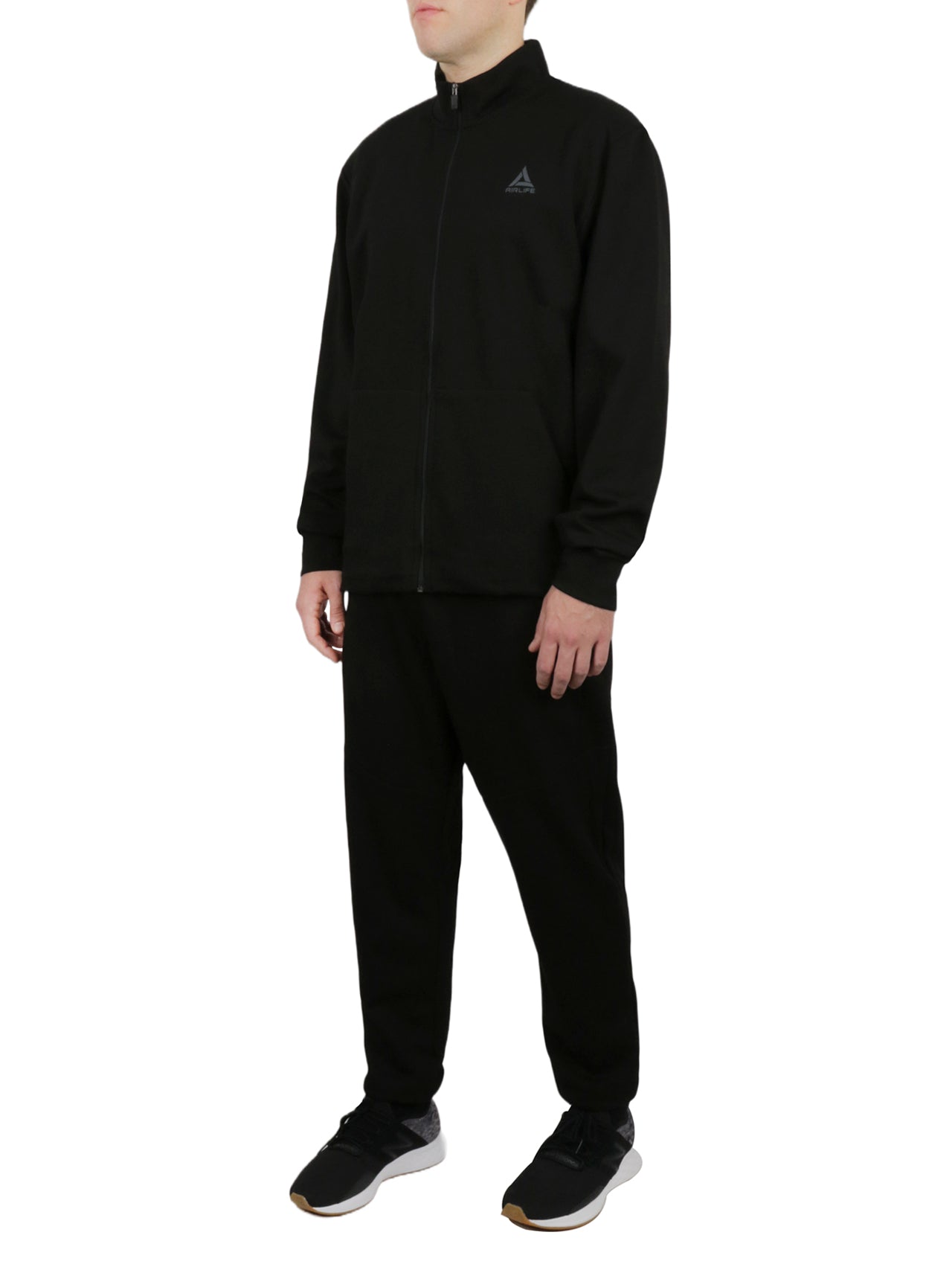  Big & Tall Fully Open Zipper Tracksuit in Black - Black - Bonton