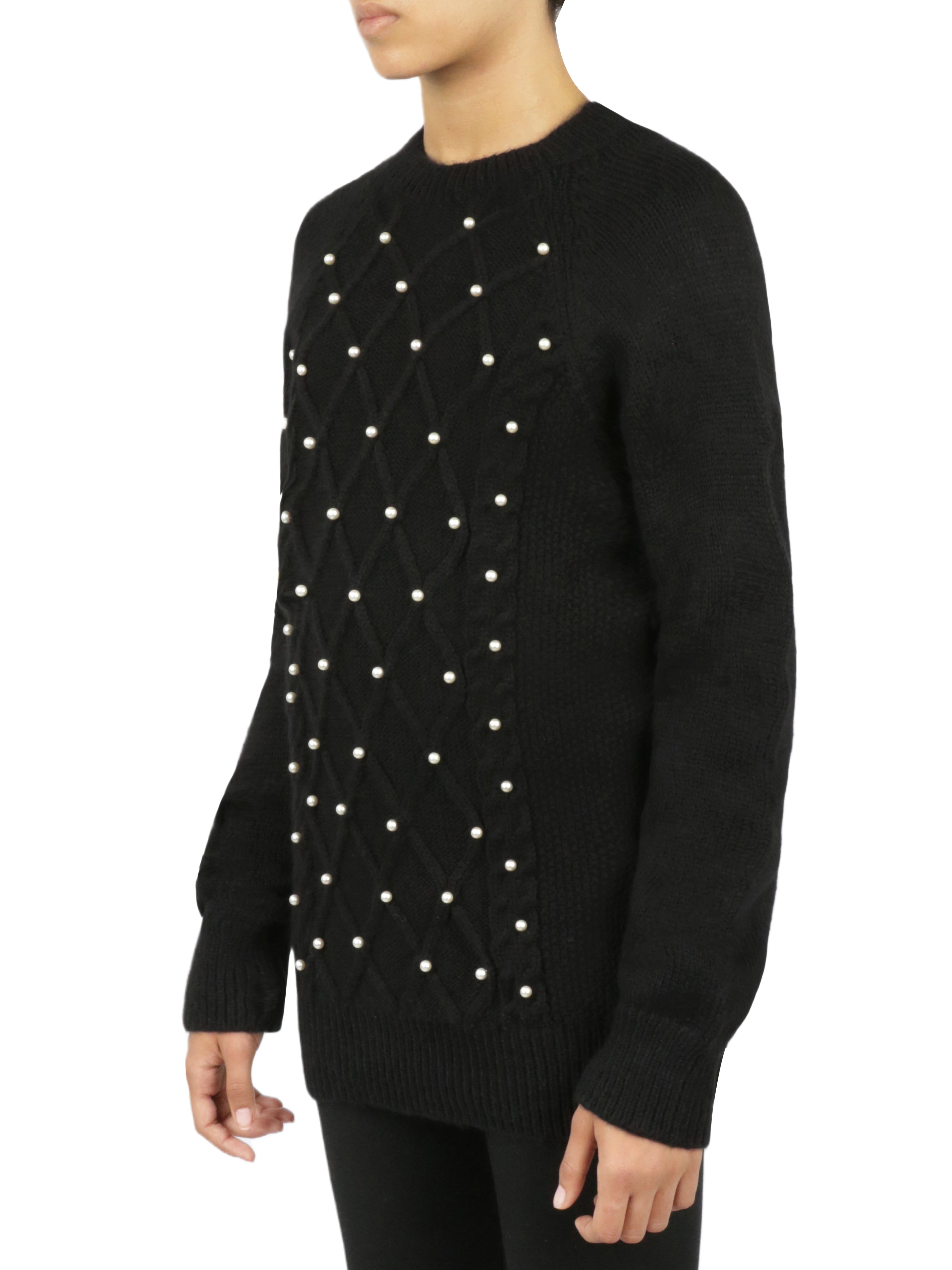  Miss Poeym Embellished Cable Pullover - Powder - Bonton