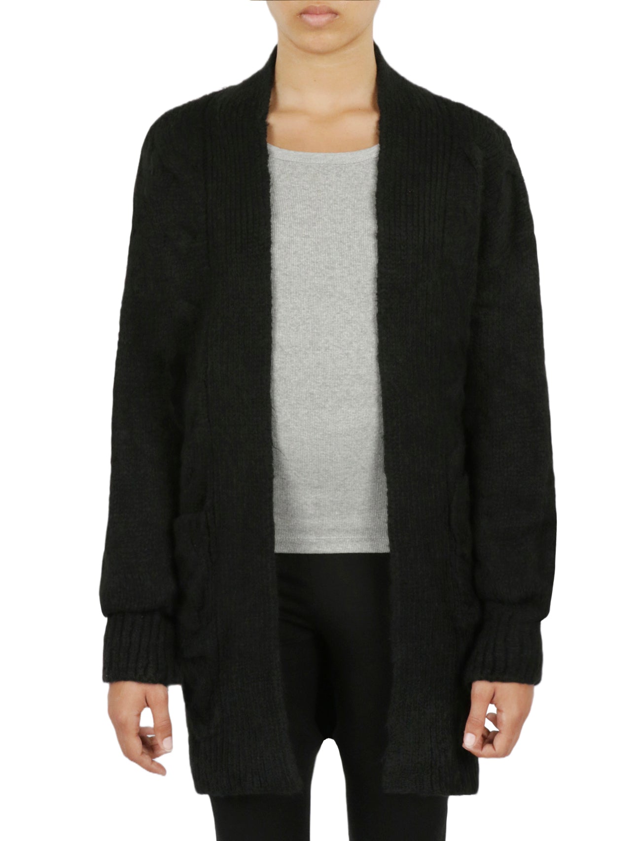  Miss Poeym Cable Flyaway Cardigan - Purple - Bonton