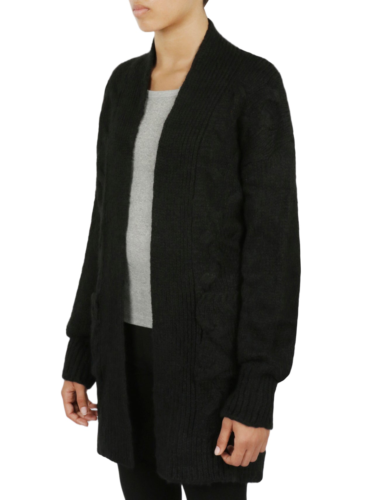  Miss Poeym Cable Flyaway Cardigan - Purple - Bonton