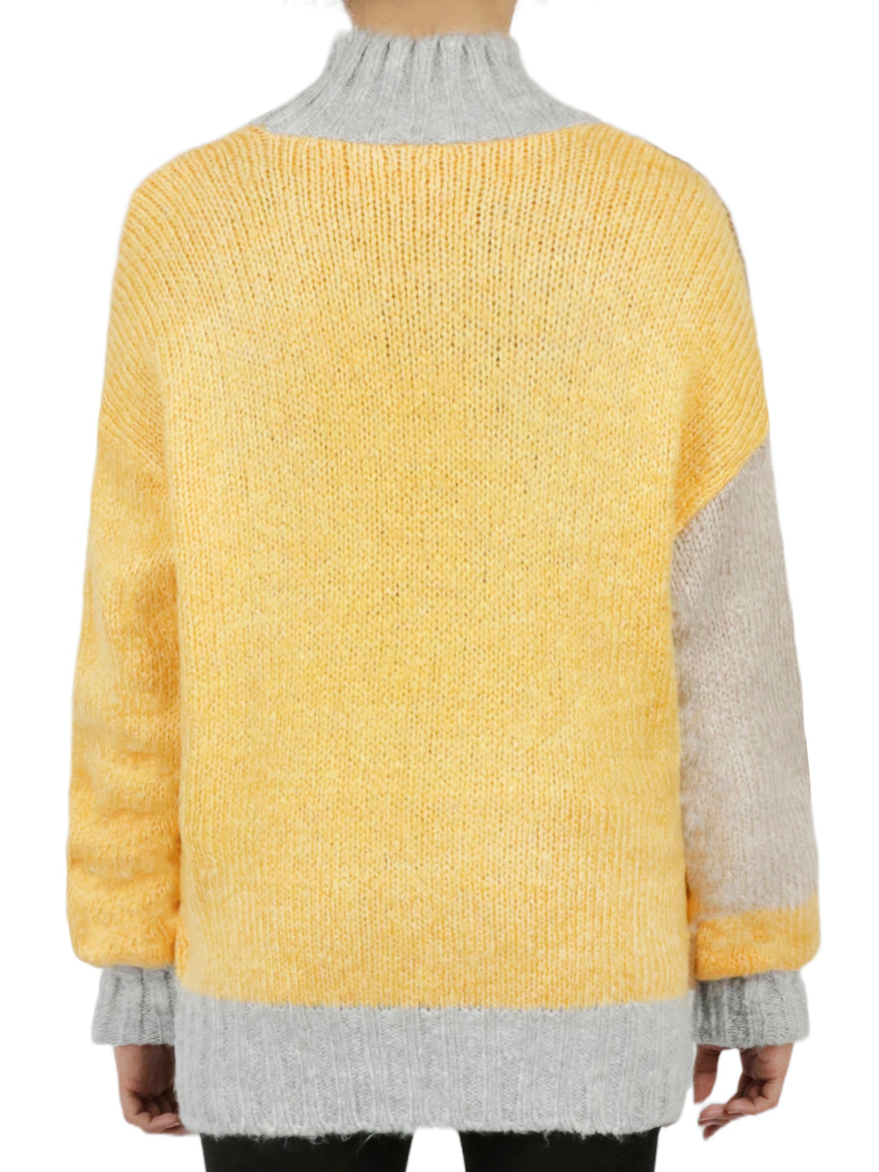  Miss Poeym Color Block Tunic Sweater - Yellow - Bonton