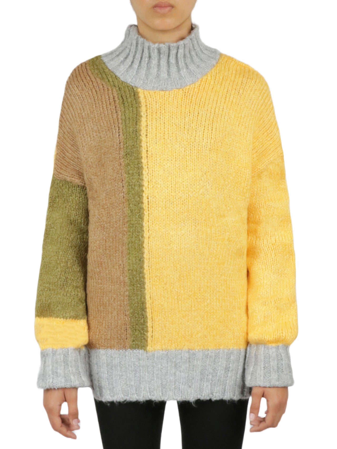  Miss Poeym Color Block Tunic Sweater - Beige - Bonton