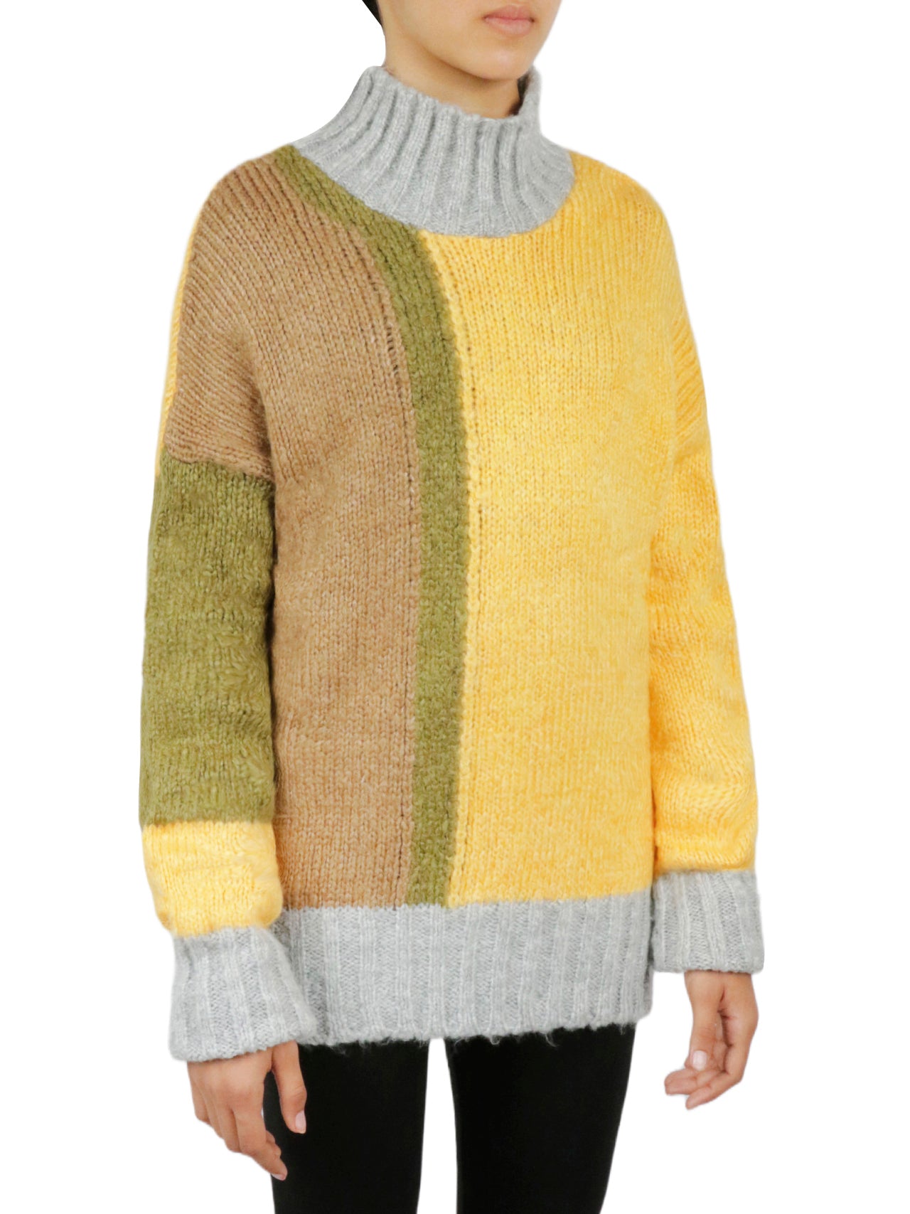  Miss Poeym Color Block Tunic Sweater - Beige - Bonton