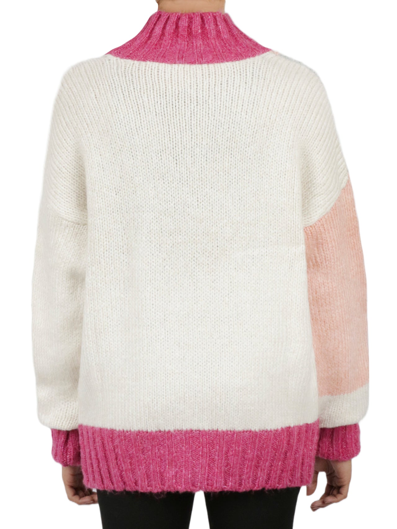  Miss Poeym Color Block Tunic Sweater - Khaki - Bonton