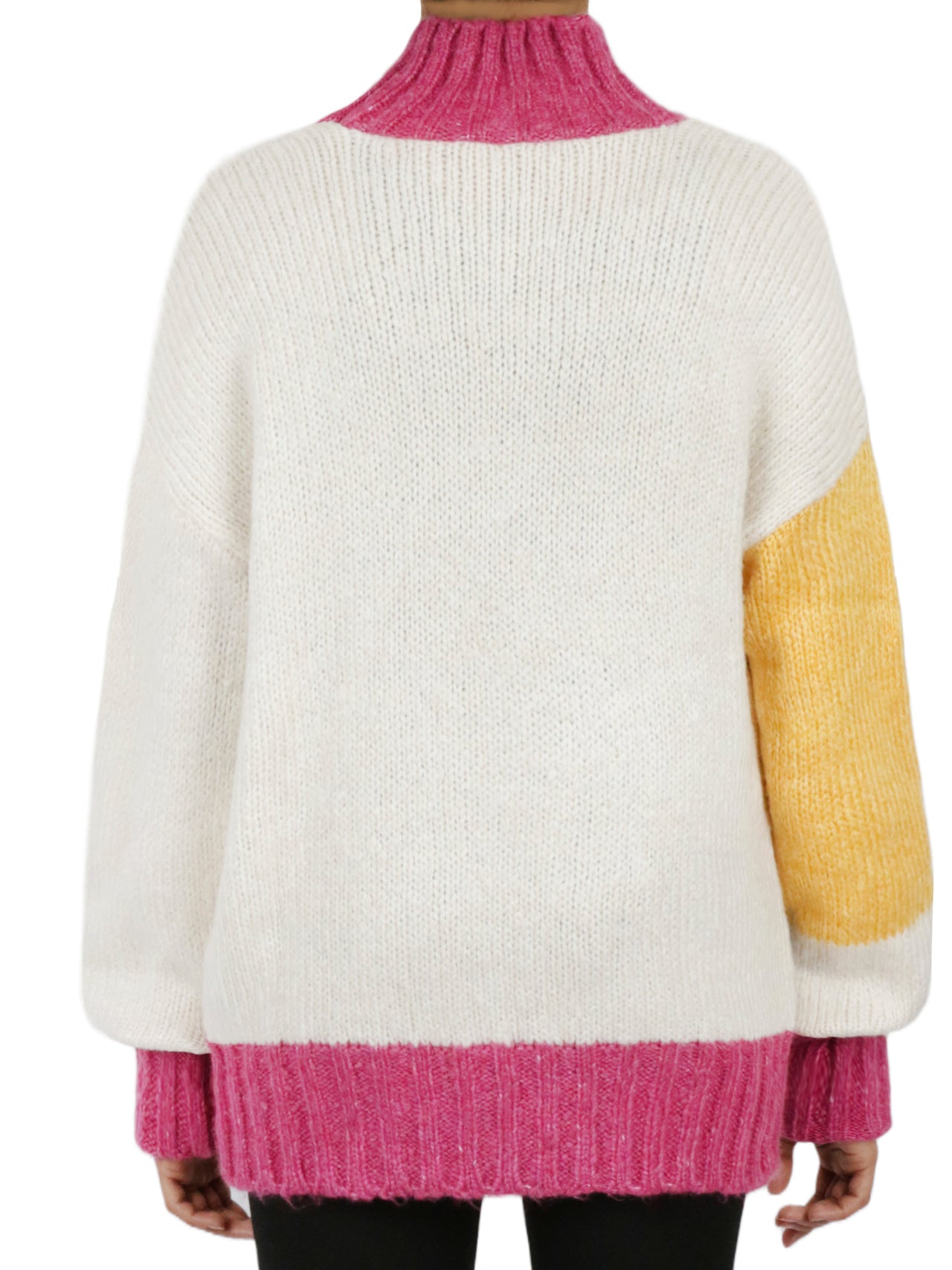  Miss Poeym Color Block Tunic Sweater - Khaki - Bonton