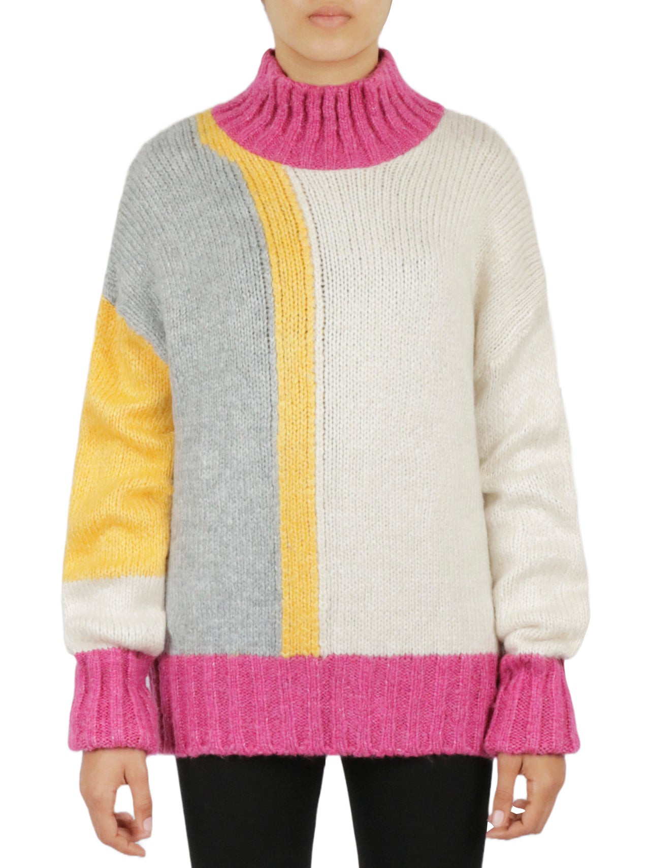  Miss Poeym Color Block Tunic Sweater - Powder - Bonton