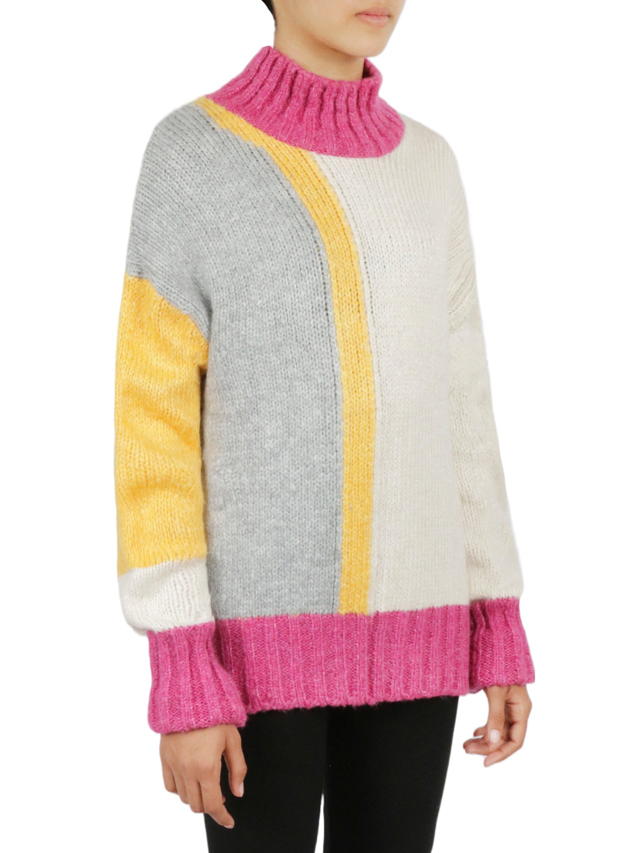  Miss Poeym Color Block Tunic Sweater - Powder - Bonton