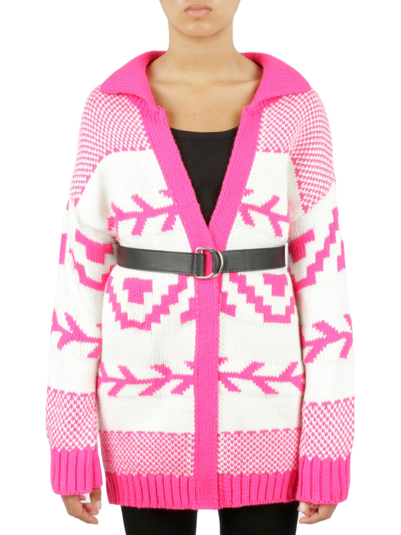  Miss Poeym Belted Nordic Cardigan - Black - Bonton