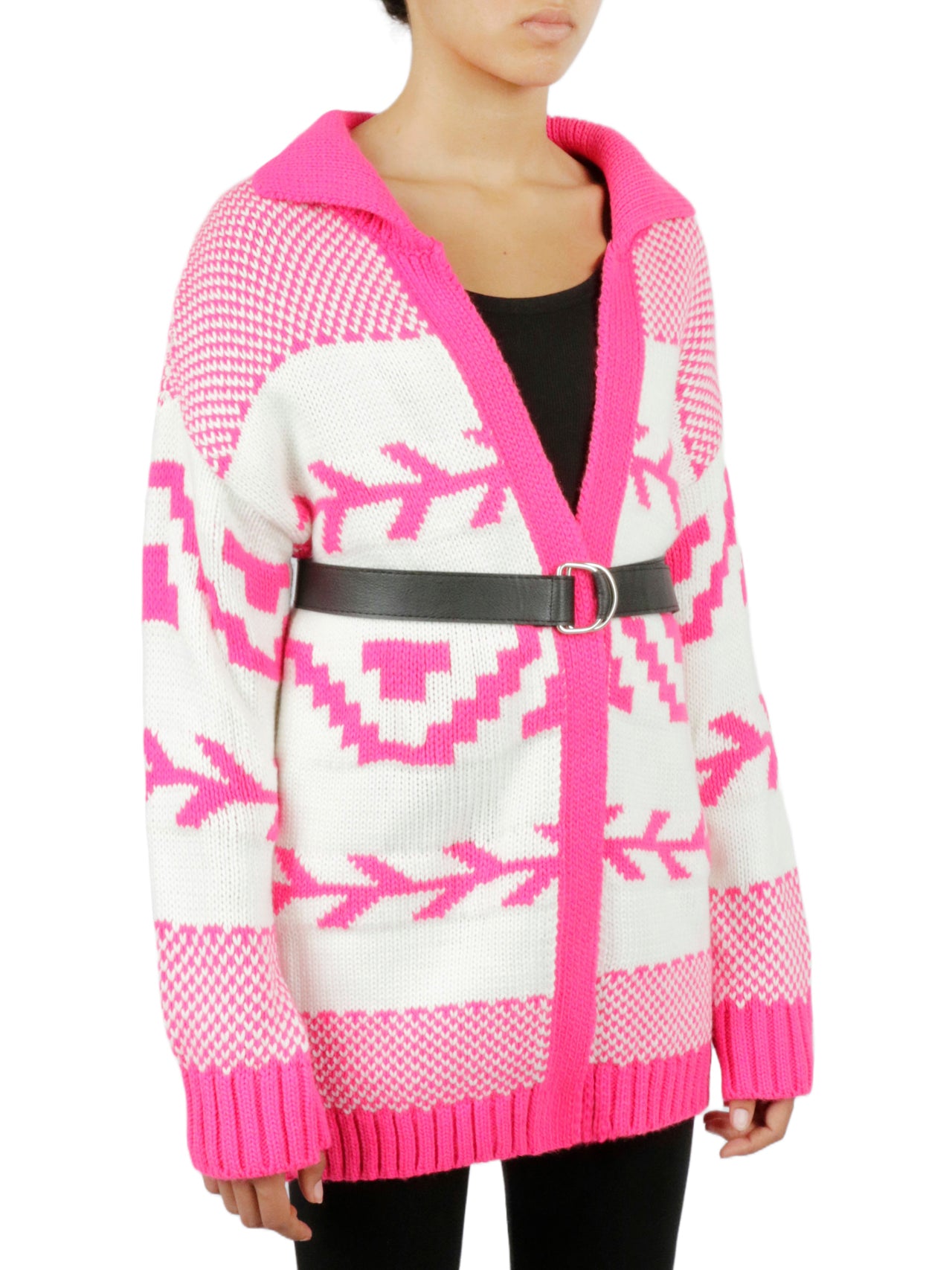  Miss Poeym Belted Nordic Cardigan - Black - Bonton