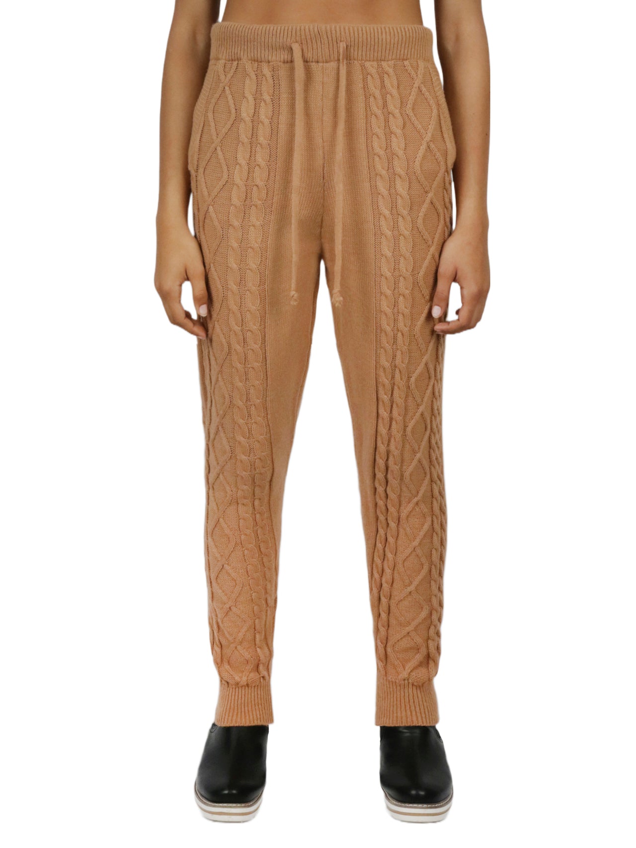  Miss Poeym Cozy Cable Knit Jogger - Camel - Bonton
