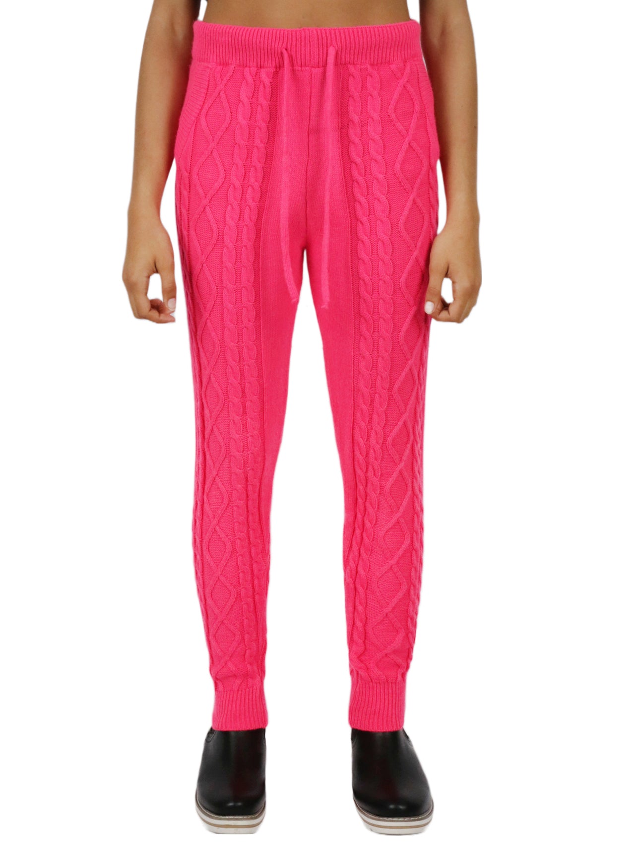  Miss Poeym Cozy Cable Knit Jogger - Dark Fuschia - Bonton