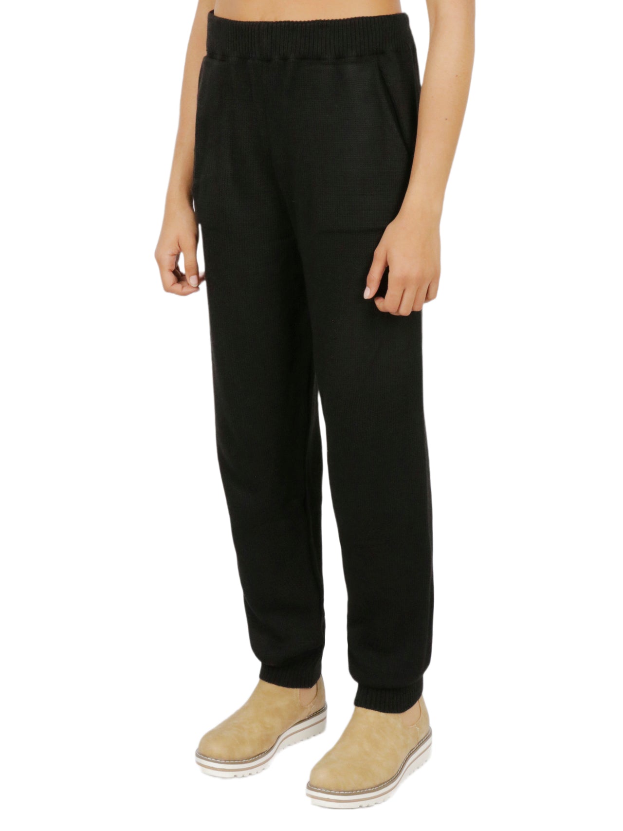  Miss Poeym Cozy Sweater Knit Jogger - Black - Bonton
