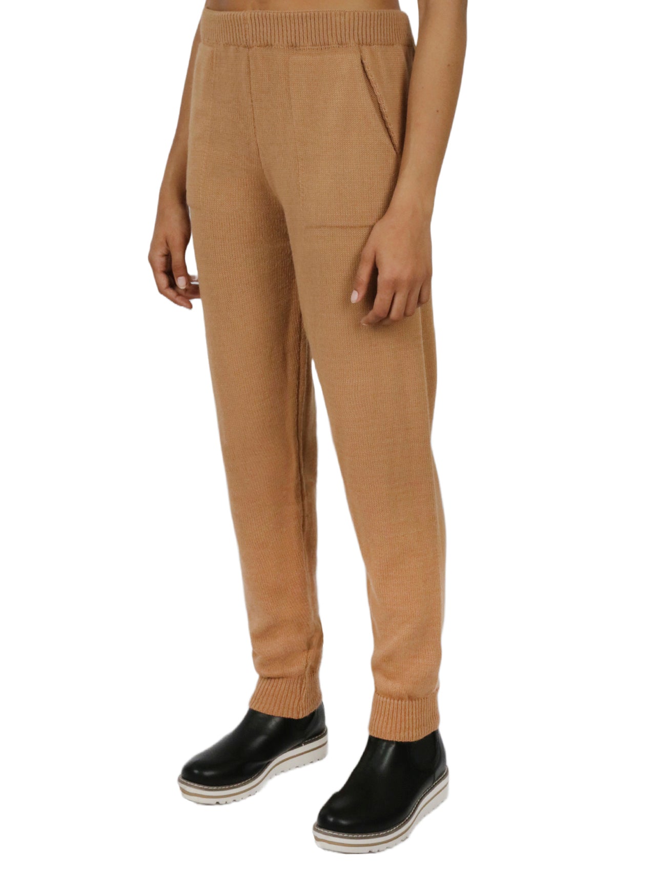  Miss Poeym Cozy Sweater Knit Jogger - Camel - Bonton