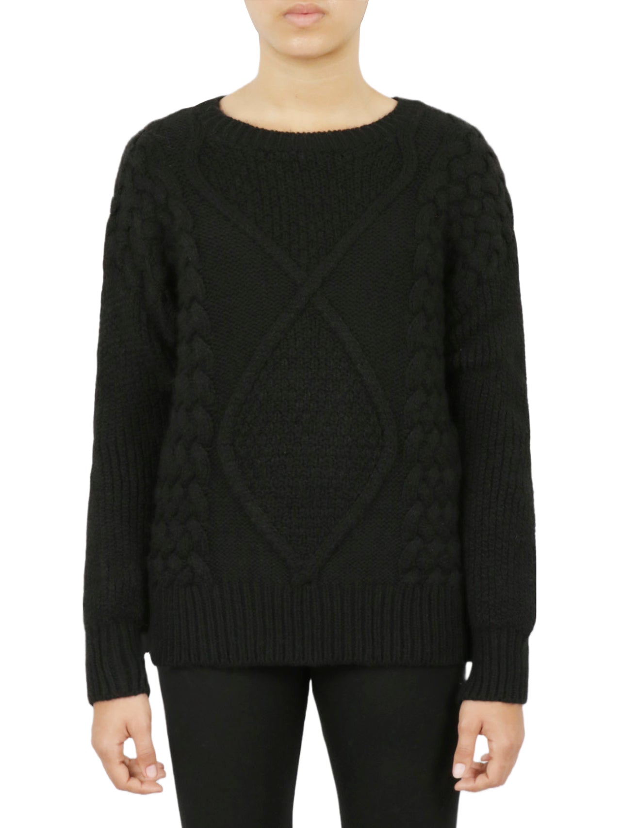  Miss Poeym Cable Knit Cropped Pullover Sweater - Natural - Bonton