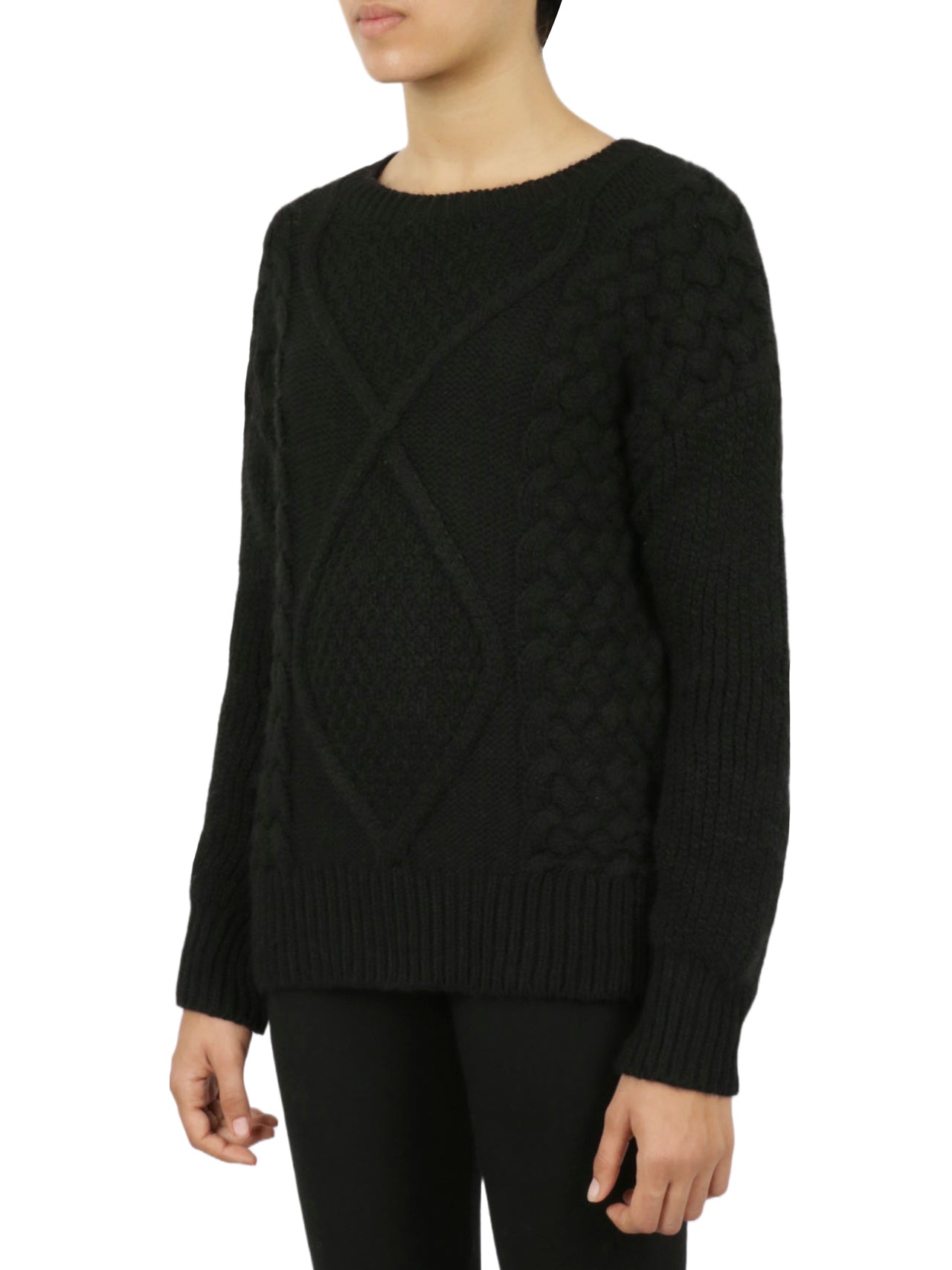  Miss Poeym Cable Knit Cropped Pullover Sweater - Natural - Bonton