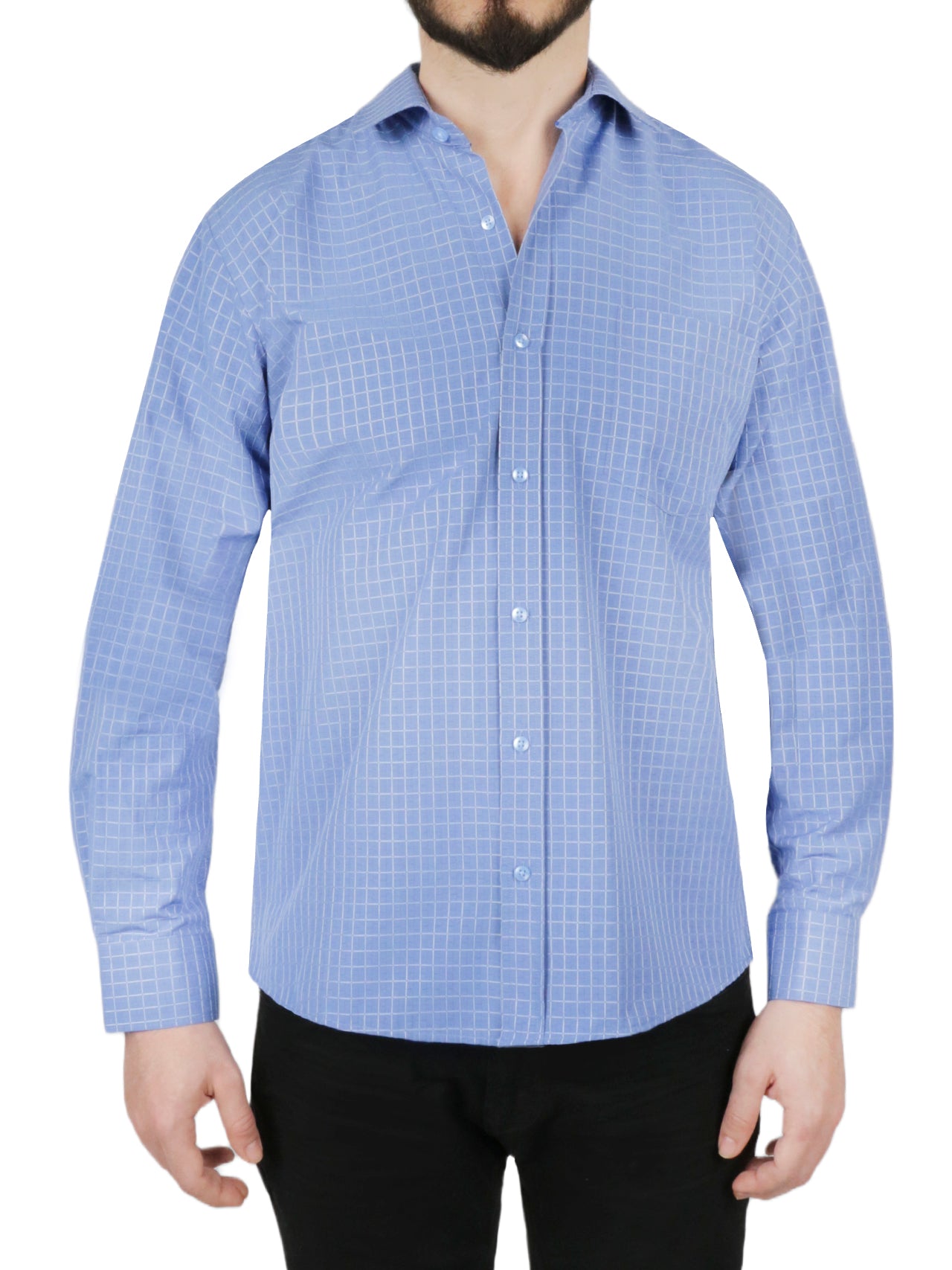  Solid Blue Dress Shirt - Blue - Bonton