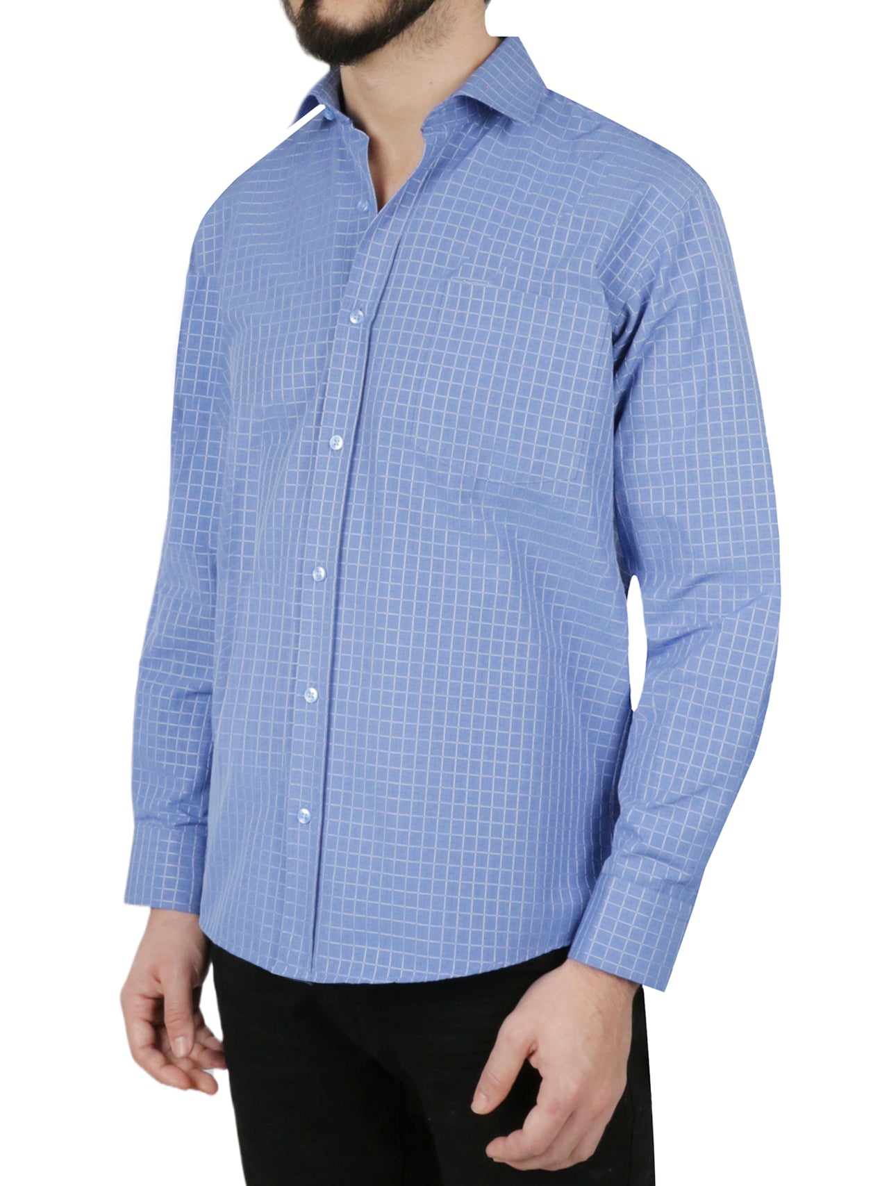  Solid Blue Dress Shirt - Blue - Bonton