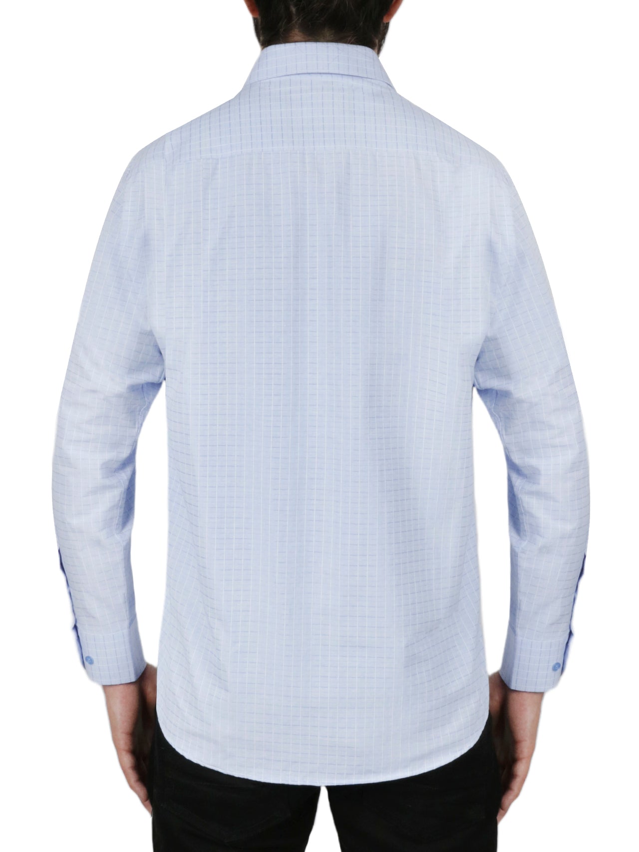  Windowpane Checkered Dress Shirt in Grey - Blue - Bonton