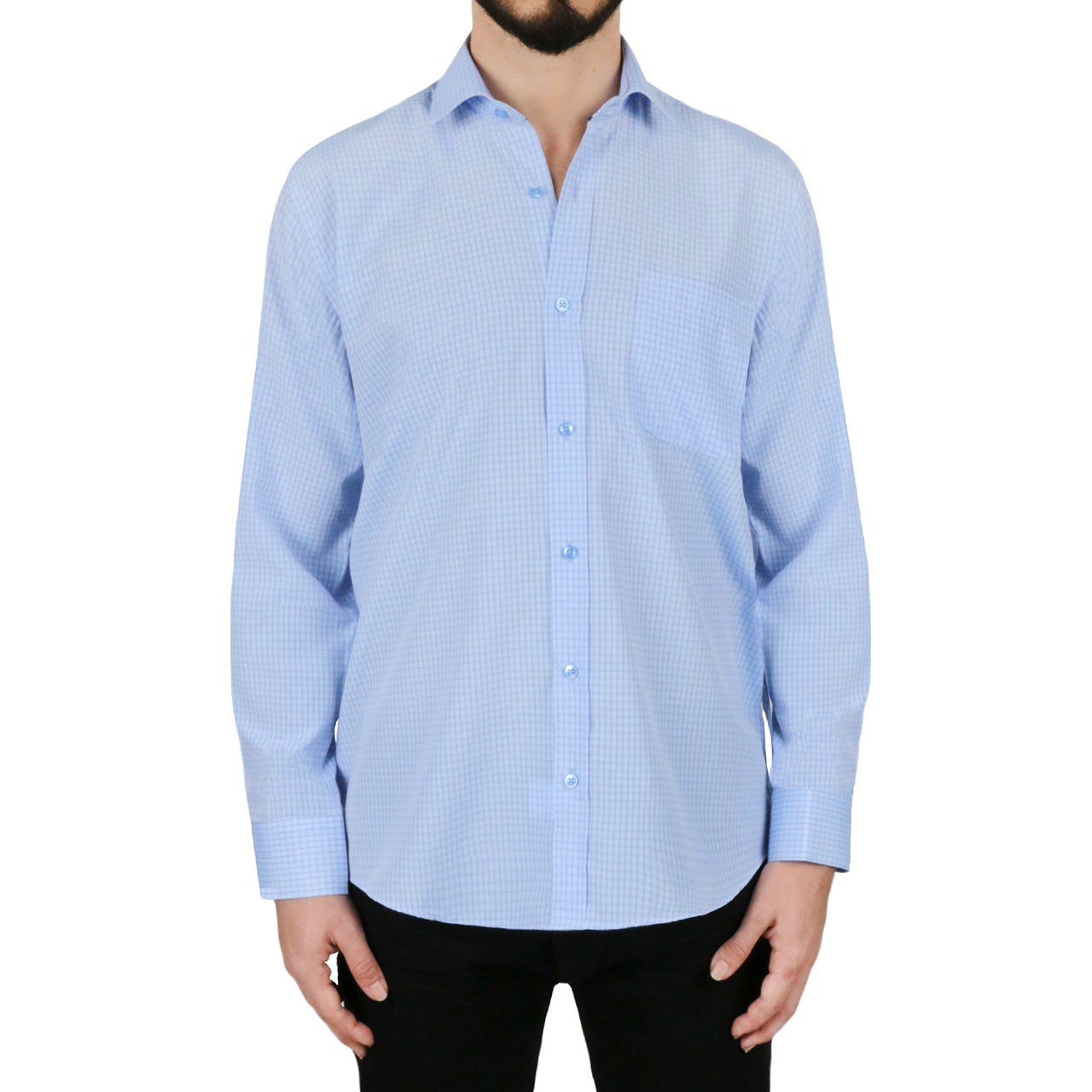  Solid Light Blue Dress Shirt - Blue - Bonton