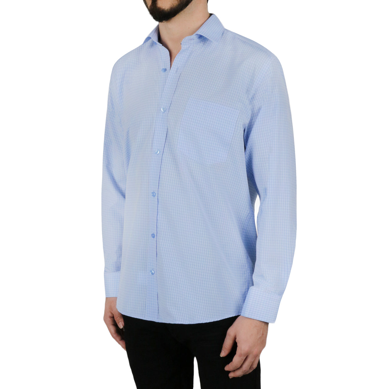  Solid Light Blue Dress Shirt - Blue - Bonton