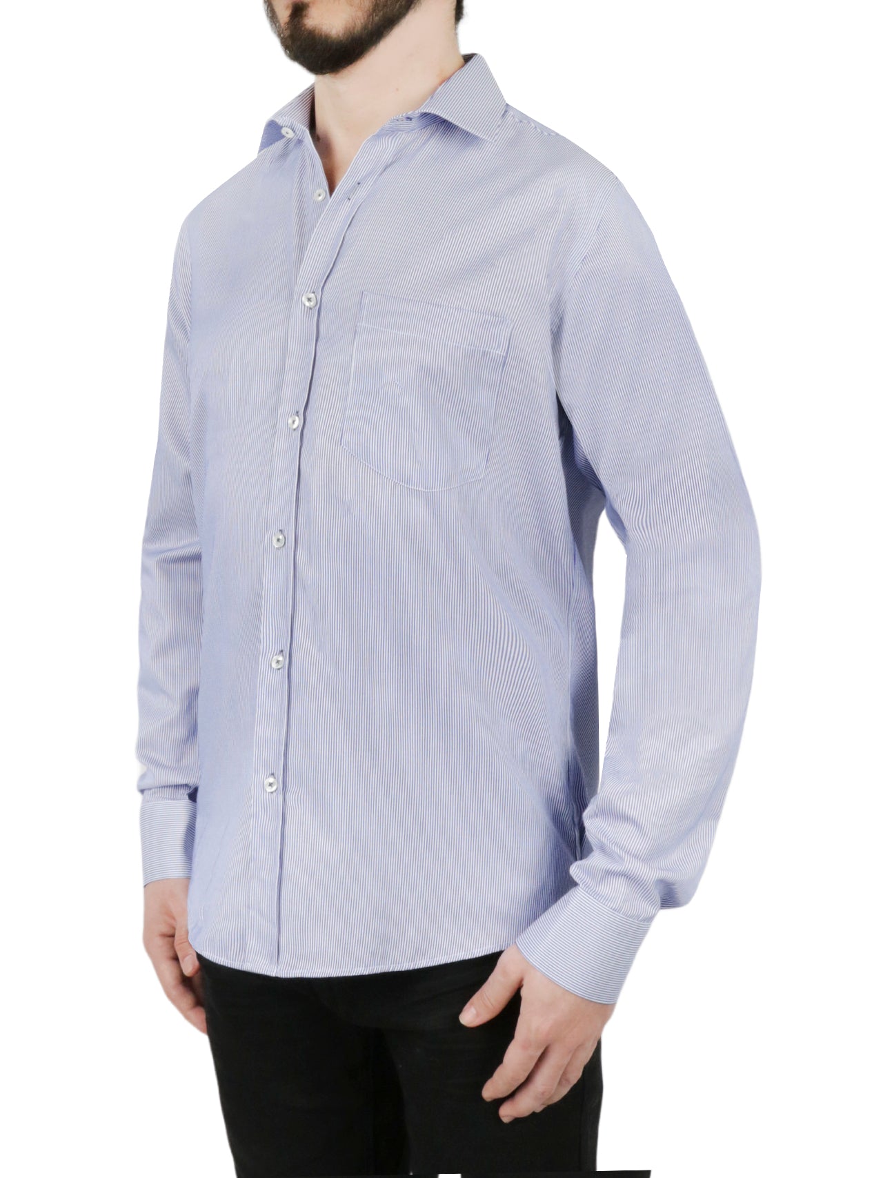  Blue Striped Dress Shirt - Blue - Bonton