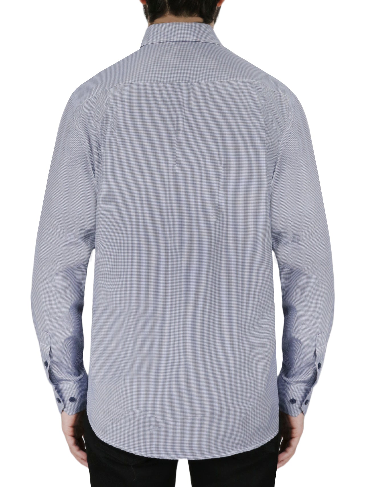  Dark Blue Checkered Dress Shirt - Dark Blue - Bonton