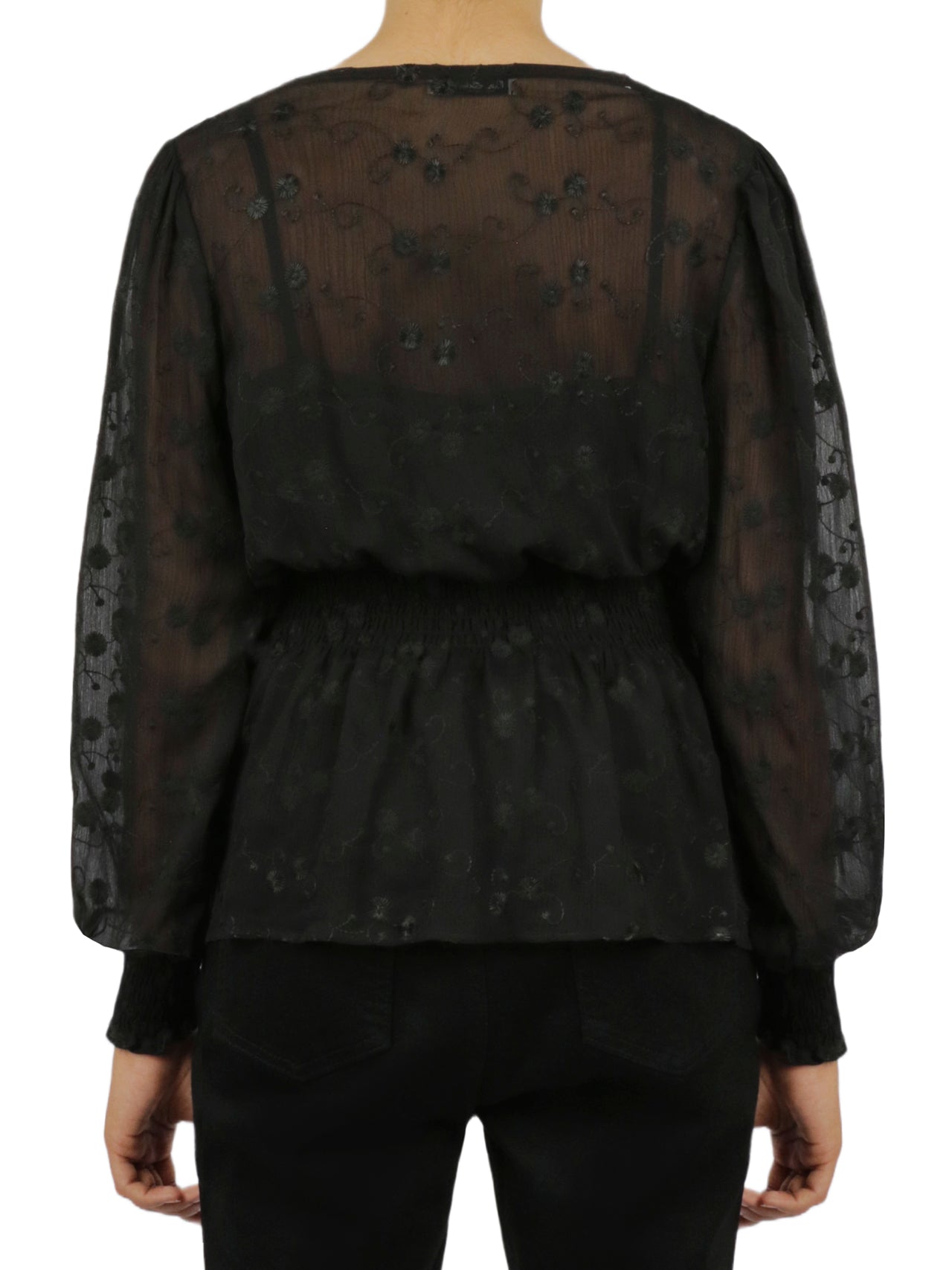  Miss Selen Floral Button Front Top - Ecru - Bonton