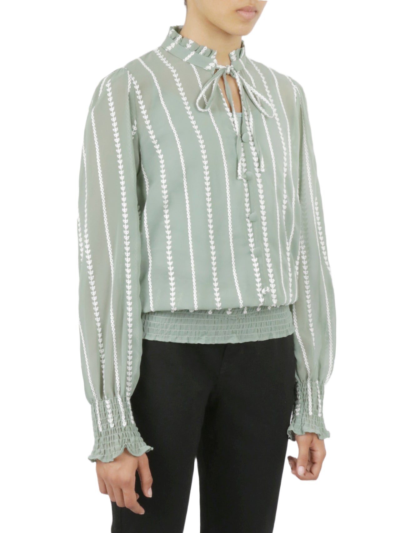  Miss Selen Embellished Tie Top Shirt - Purple - Bonton