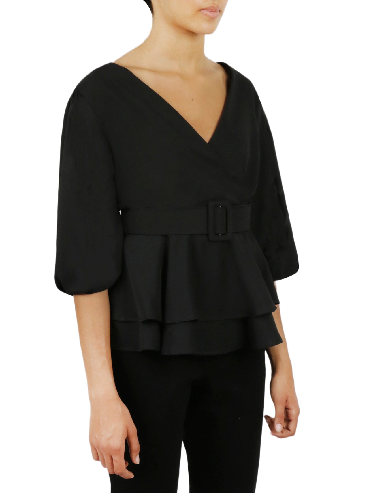  Miss Selen Belted Solid Top - Khaki - Bonton