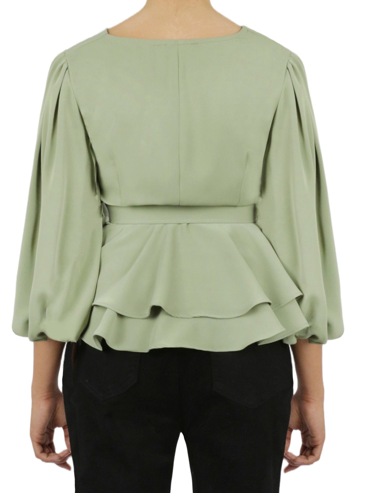  Miss Selen Belted Solid Top - Khaki - Bonton