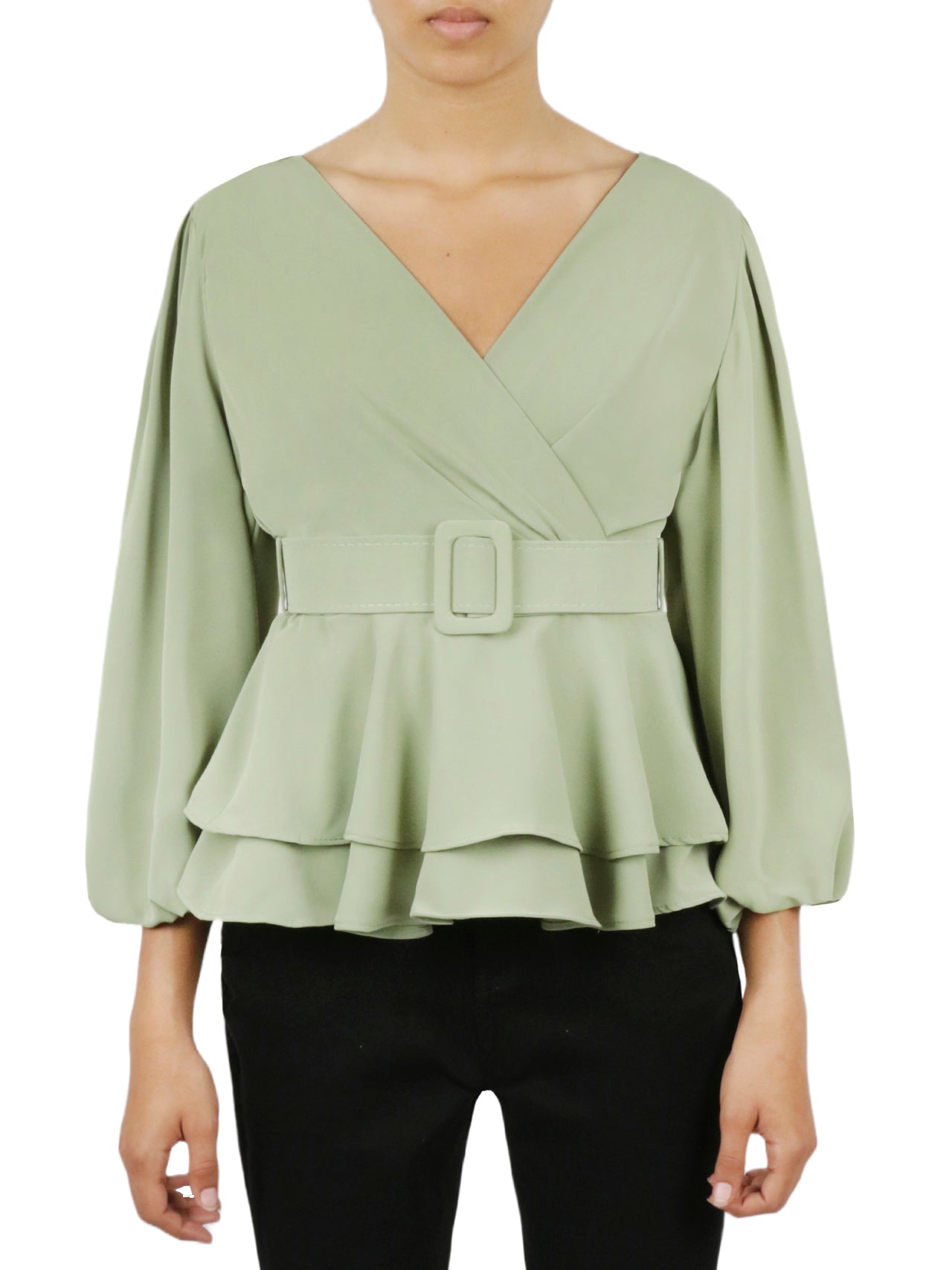  Miss Selen Belted Solid Top - Indigo - Bonton
