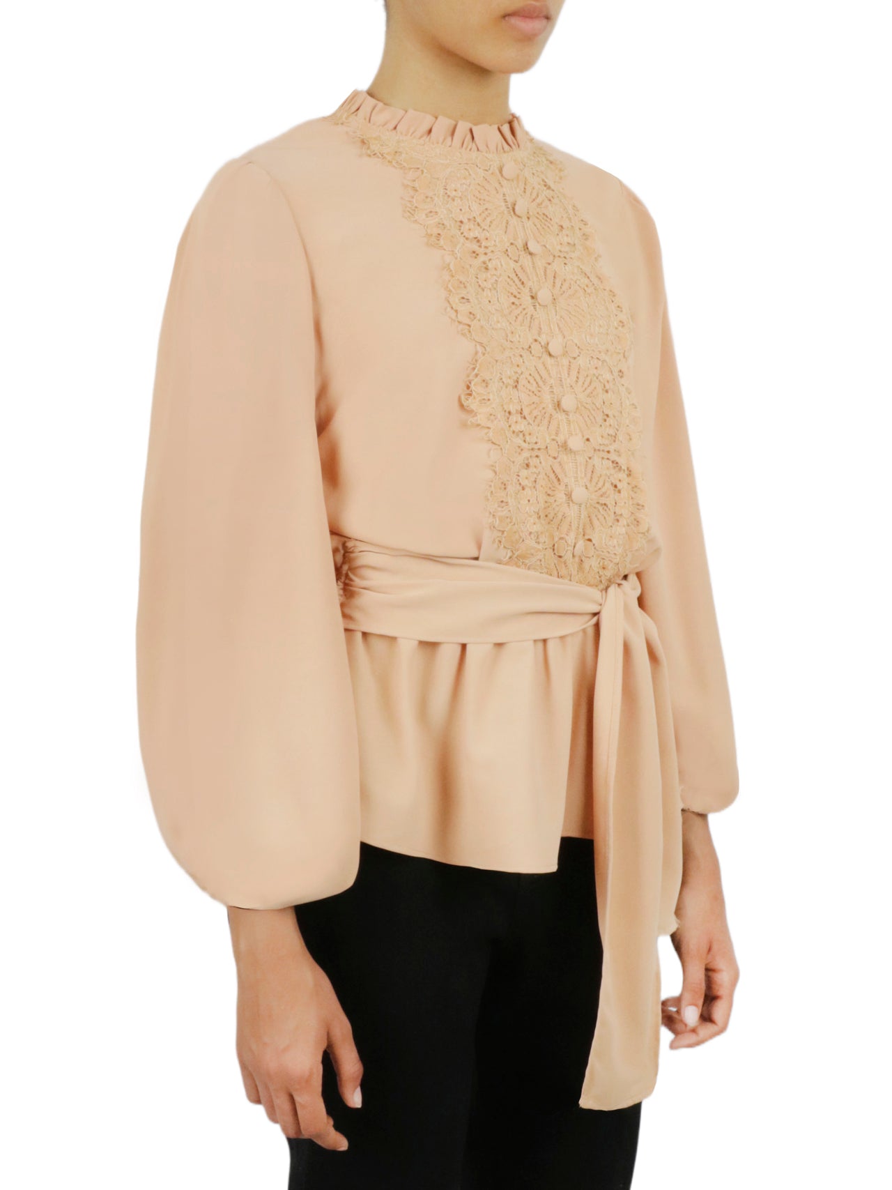  Miss Selen Embellished Crochet Shirt - Dark Black - Bonton
