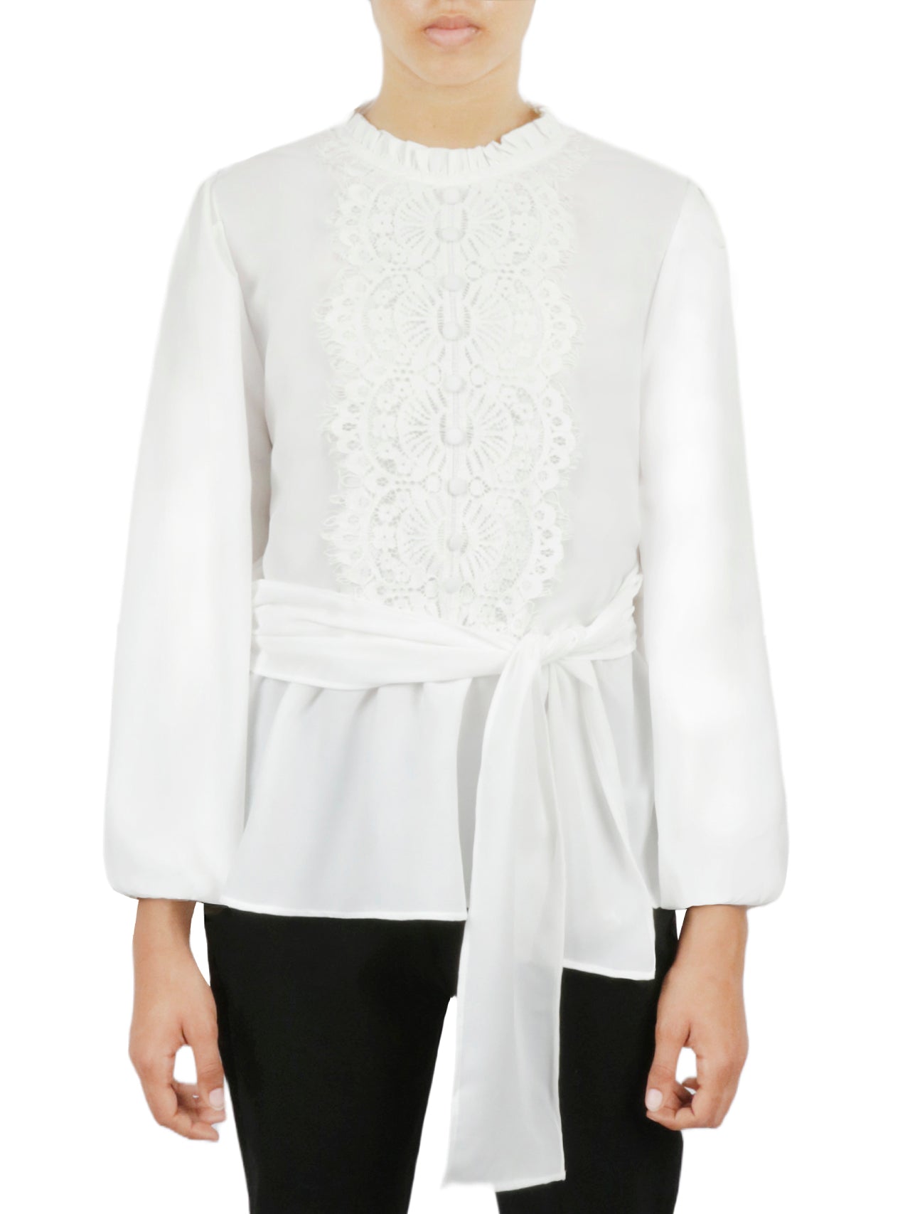  Miss Selen Embellished Crochet Shirt - Black - Bonton