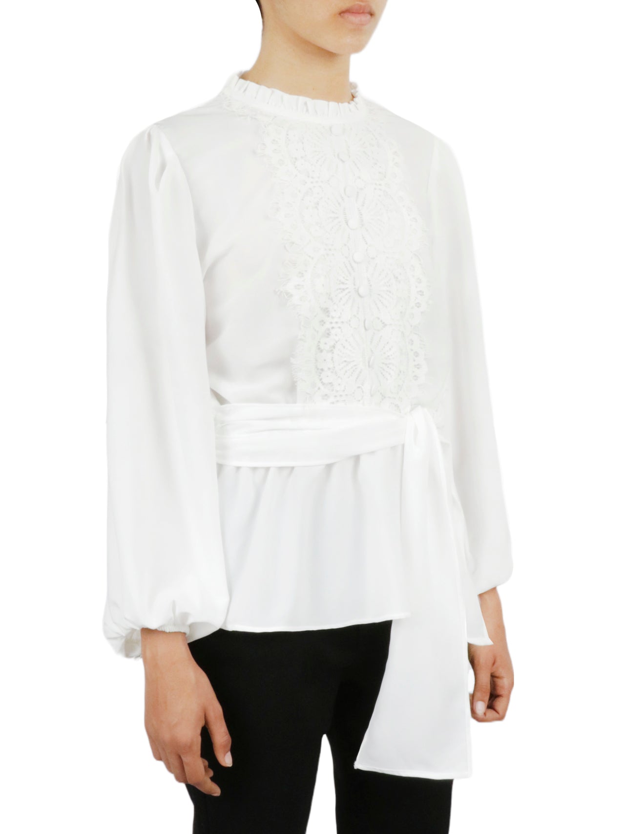  Miss Selen Embellished Crochet Shirt - Dark Black - Bonton