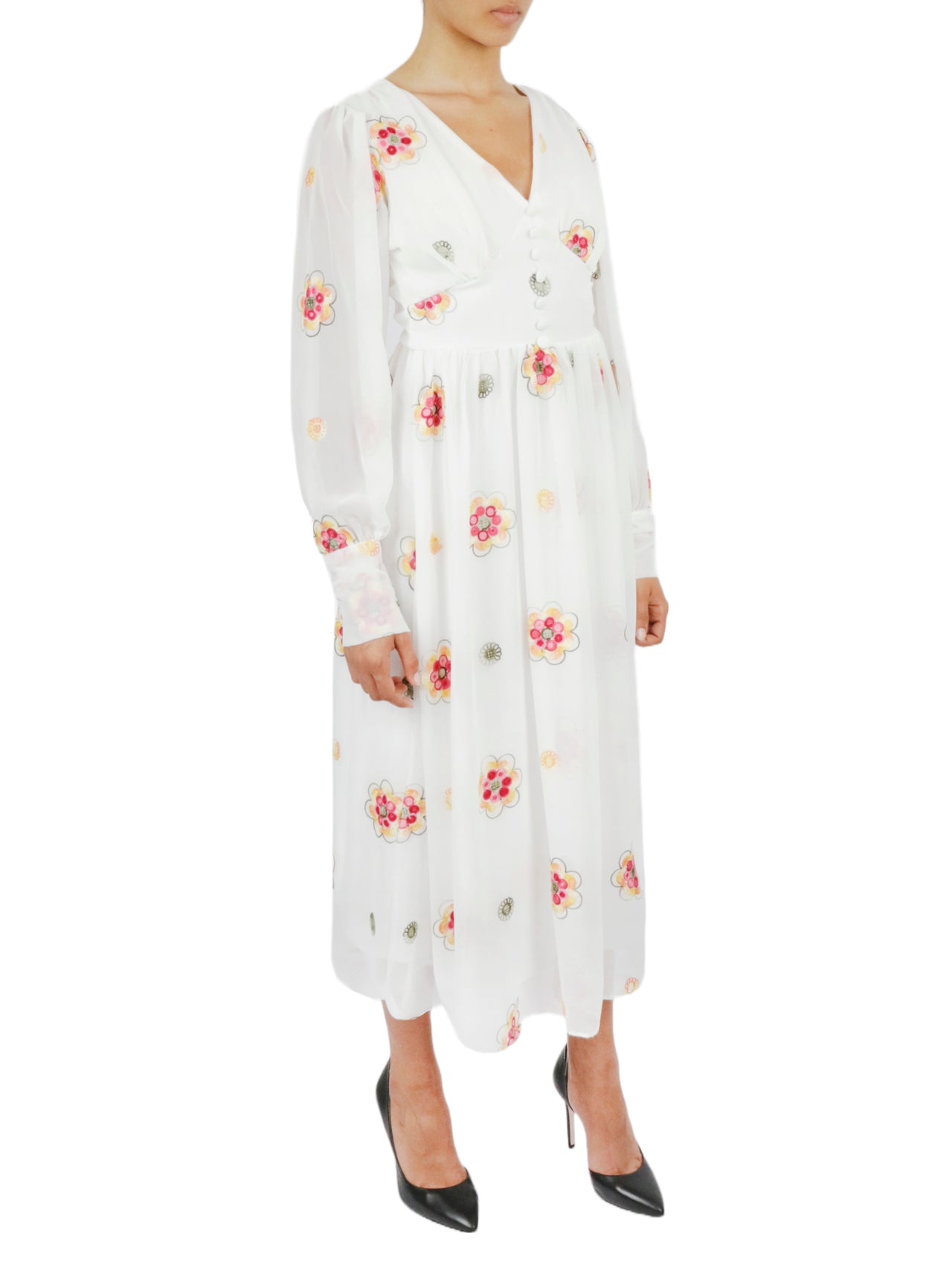  Miss Selen Floral Mid-Length Dress - Black - Bonton