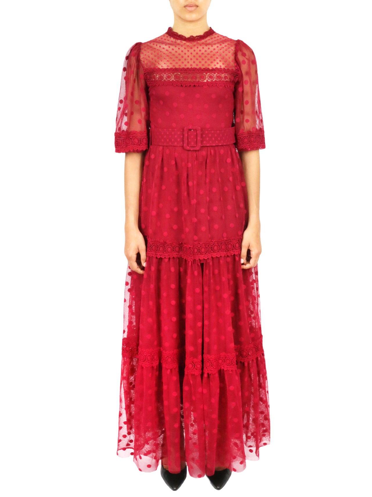  Miss Selen Lace Dress - Burgundy - Bonton