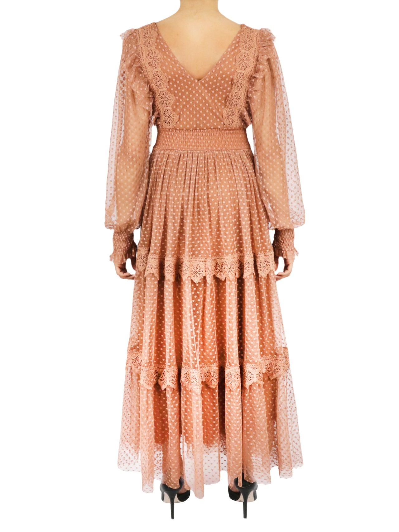  Miss Selen Belted Lace Dress - Brown - Bonton