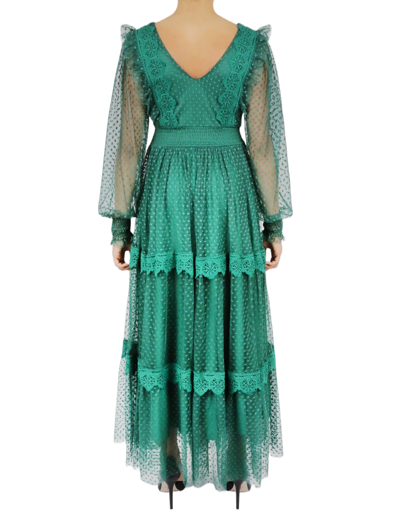  Miss Selen Belted Lace Dress - Black - Bonton