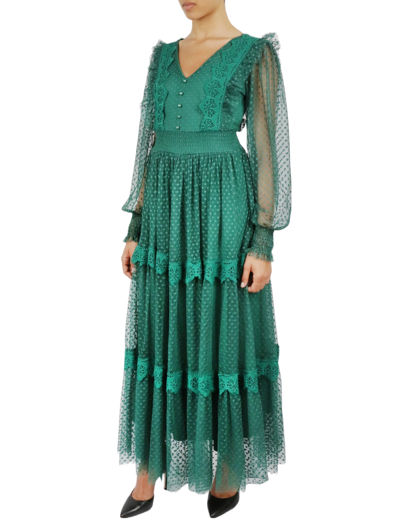  Miss Selen Belted Lace Dress - Brown - Bonton
