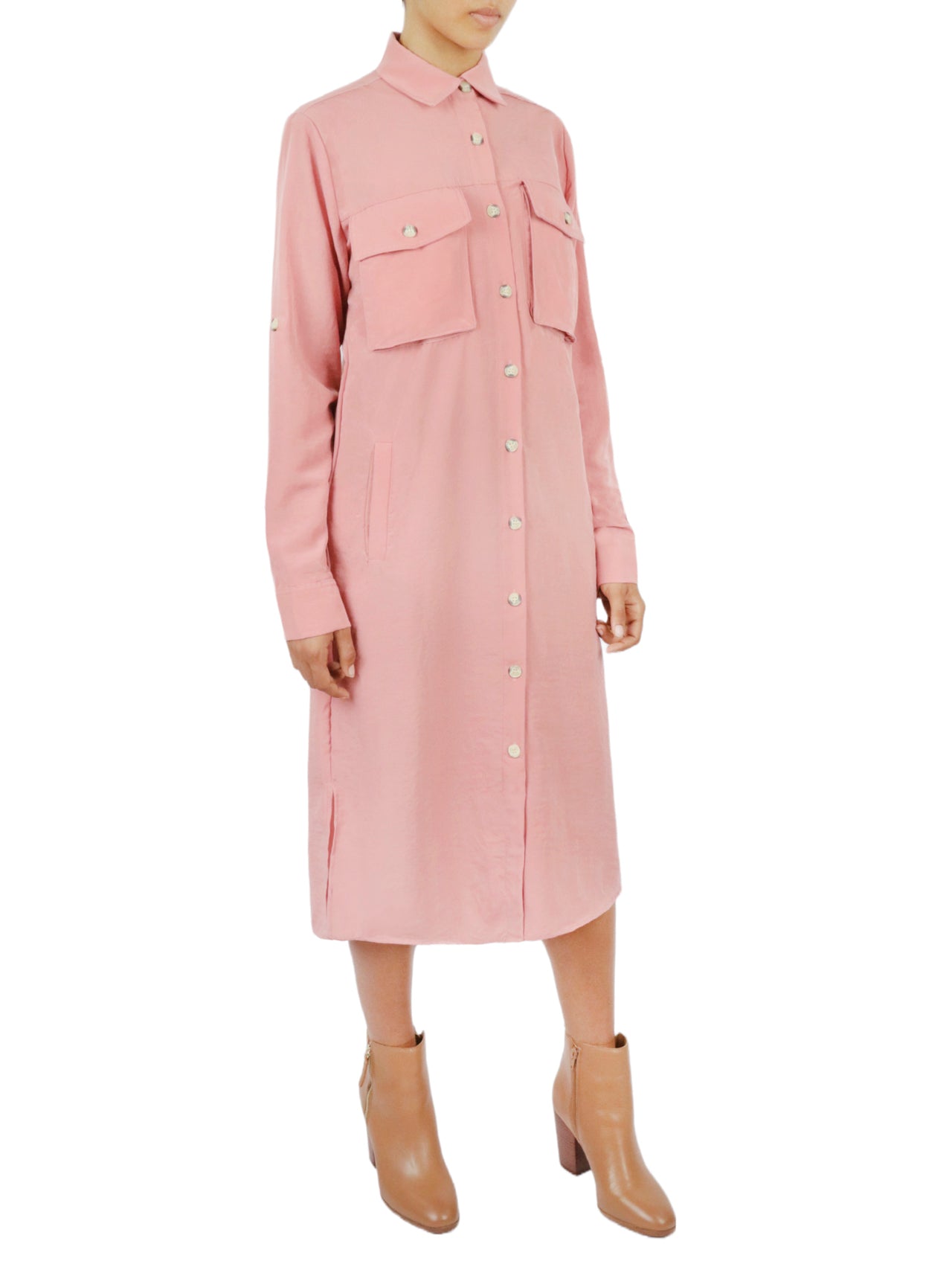  Miss Selen Long Shirt Dress - Khaki - Bonton