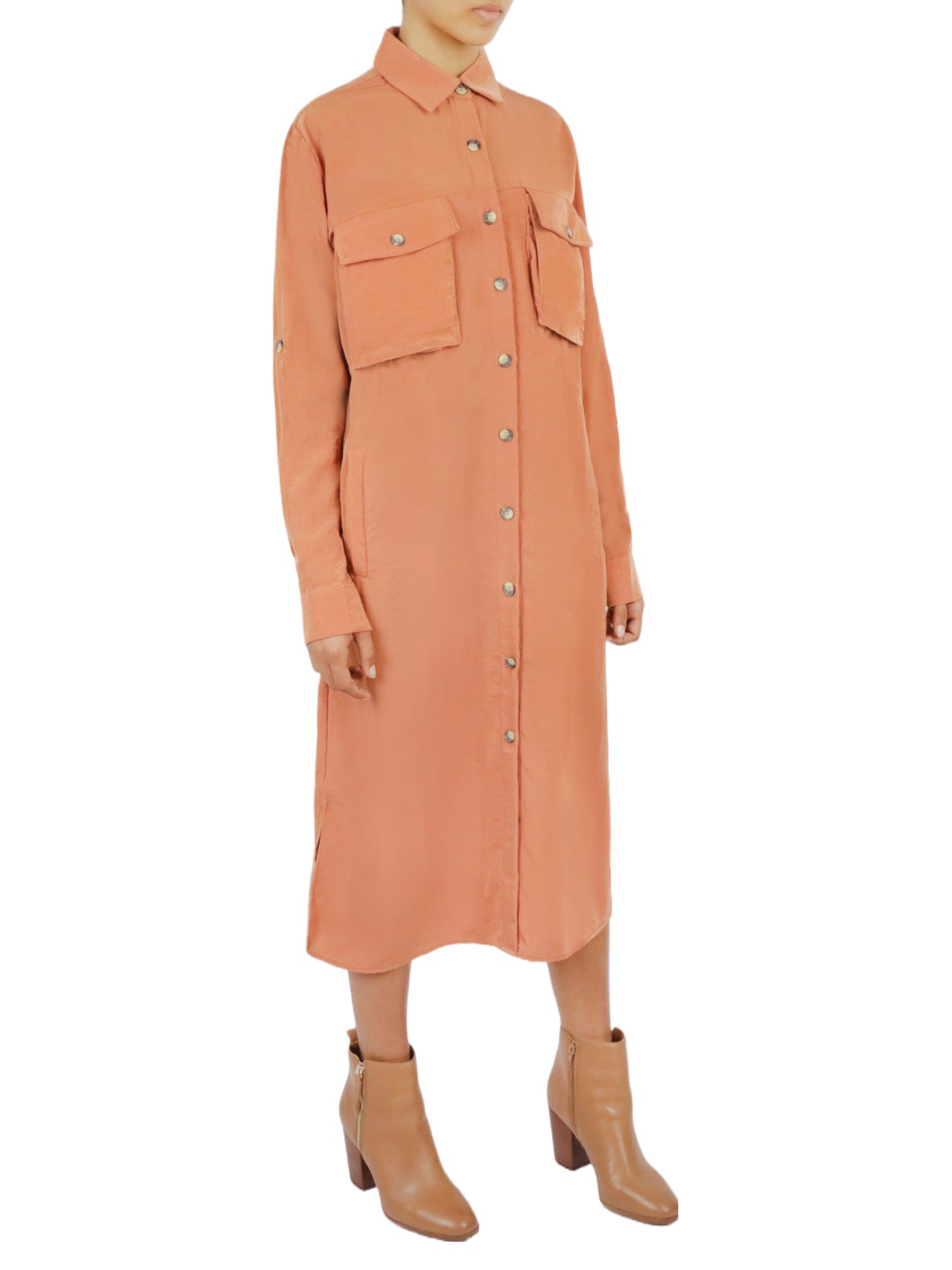  Miss Selen Long Shirt Dress - Orange - Bonton