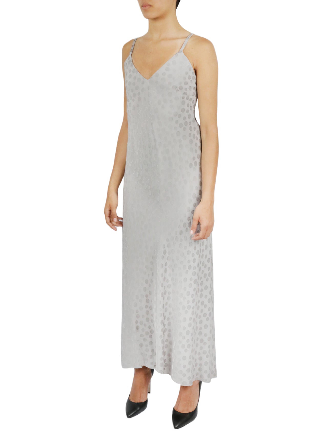  Cream & Rouge Tonal Patterned Charmeuse Dress - Grey - Bonton