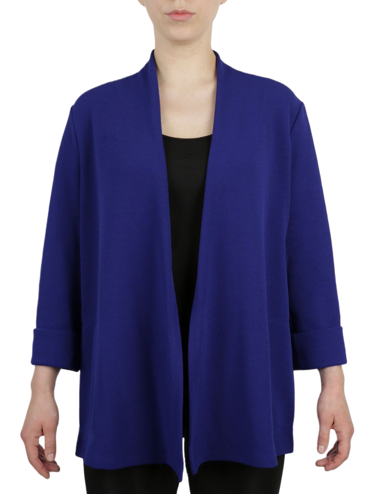  Kasper Cardigan With Sideseam Pocket Stretch Crosshatch Jacket - Black - Bonton