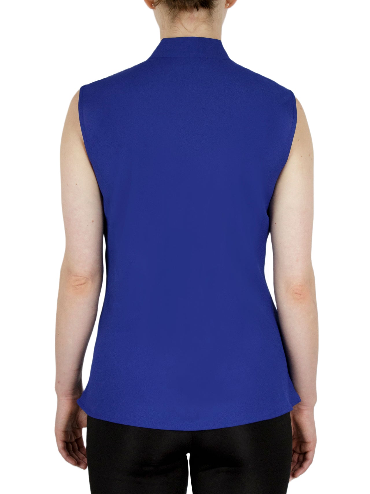  Kasper Sleeveless Tie Front Crepe Blouse - Black - Bonton