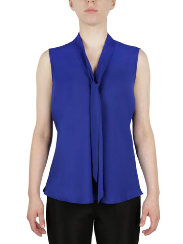Sleeveless Tie Front Crepe Blouse